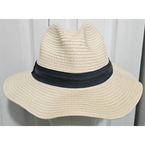 Vince Camuto Paper Straw Hat Floppy Fedora Summer Beach Sun Wide Brim Safari - Picture 3 of 7